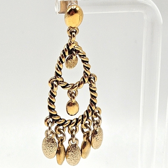 VINTAGE Napier Gold Plated Chandelier Dangle Earrings - Picture 2 of 6